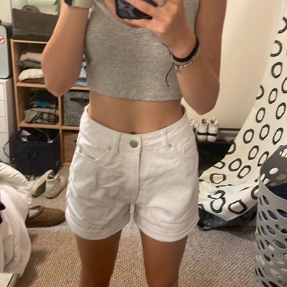white jean shorts